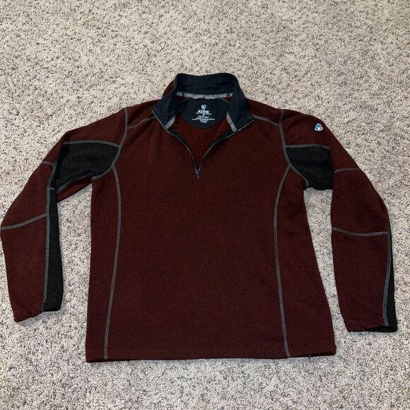 Kuhl Revel Kashmira Men’s M 1/4 Zip Mock Neck Fleece Pullover Maroon - Picture 1 of 5